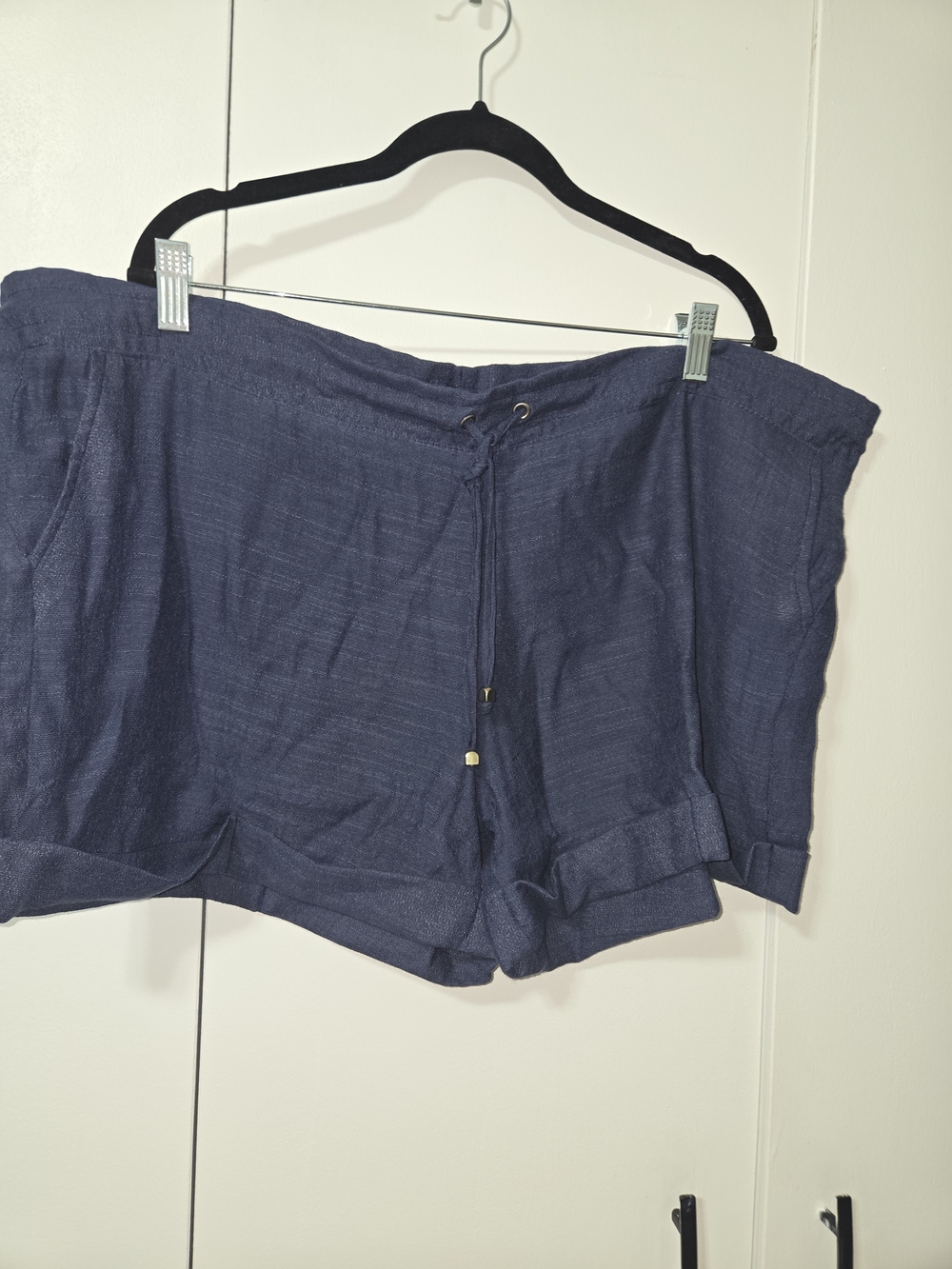 Dots Navy High-Waist Drawstring Shorts